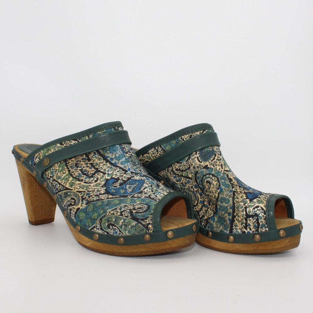 Sanita Lydia Green Paisley Heels (Size 40 EU)